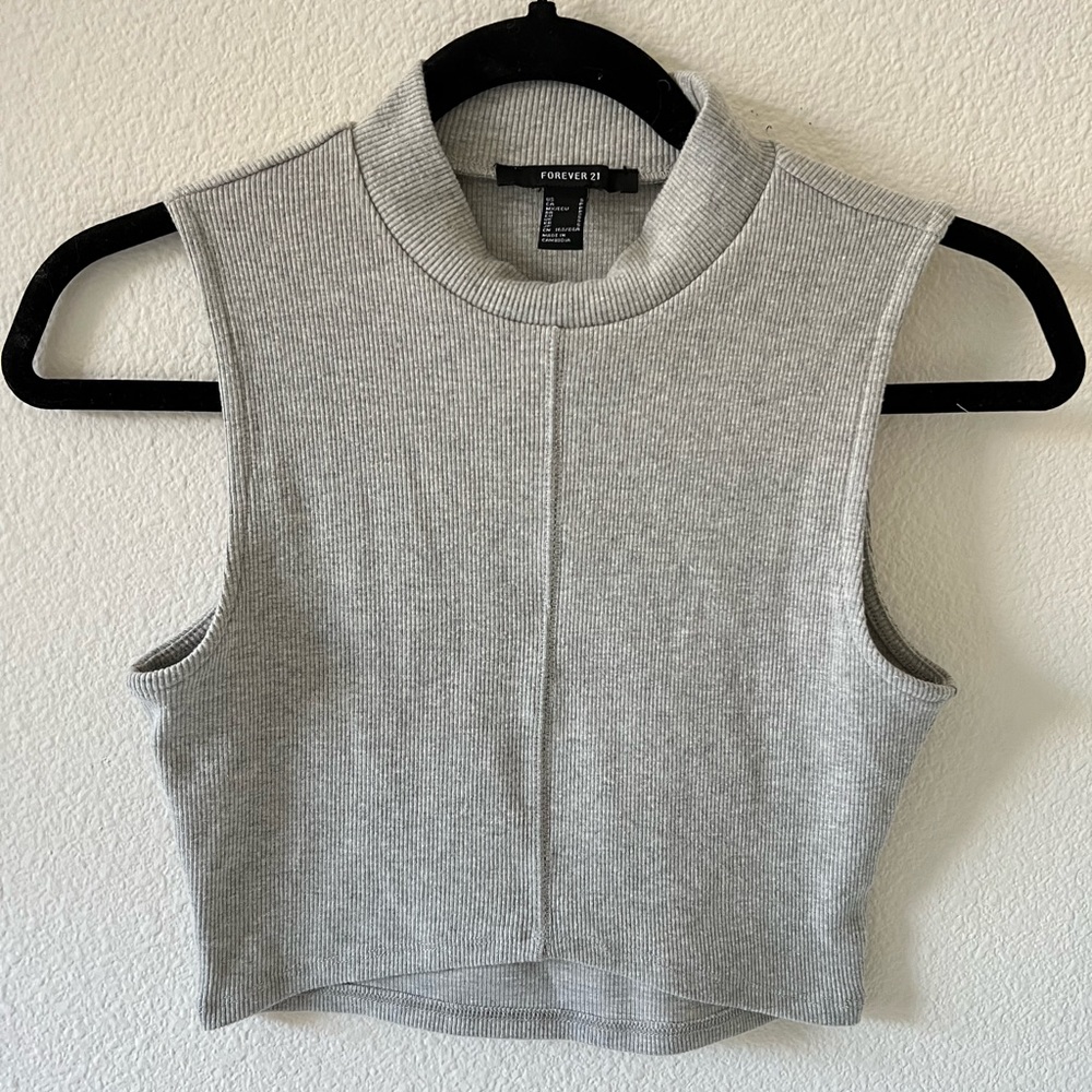 Forever 21 Heather Grey Sleeveless High Neck Tank